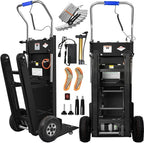 Electric Stair Climbing Dolly, 1250W Electric Stair Climbing Hand Truck, 900lbs Max Load Capacity, 3 Mode Folding Stair Climber Hand Trucks with Telescopic Handle for Moving (Black+Silver/Big Wheels)
