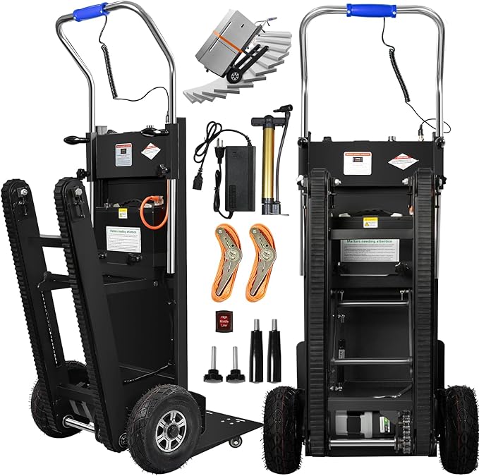 Electric Stair Climbing Dolly, 1250W Powered Stair Climber Hand Truck, 900Lbs Capacity Folding Stairclimber Cart with Telescopic Handle, All-Terrain Moving Equipment for Homel (Track & Wheel)