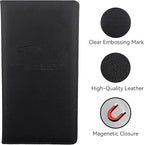 Car Registration and Insurance Holder, Premium Pu Leather Vehicle Glove Box Organizer - for Driver License, Cards & Essential Documents (L-Black)