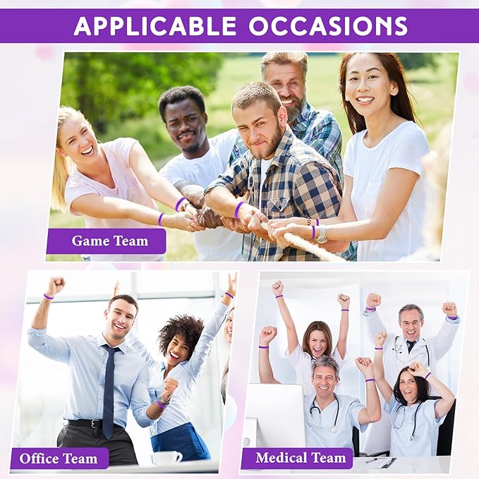 Liliful 100 Pcs Silicone Rubber Wristbands Rubber Wristband Bracelet Bands for Silicone Wristbands for Women Men(Purple)