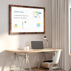 4 THOUGHT Dry Erase Board, 36" x 24" Magnetic Whiteboard Brown Vintage Wood Frame Wall-Mounted White Board Decorative Notice Board School, Office, Home, 8 Magnets 4 Markers 1 Eraser