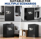 BlackSmith Biometric Safe Box 2.2 Cub Quick Access Home Security Safe with LCD Display Dual Alarm System Adjustable Shelves Wall Mount Lock Box for Home Office Hotel, Black