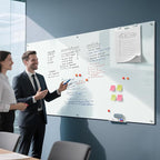 MaxGear Glass White Board 96x48 Inches, Wall Mounted Magnetic Glass Dry Erase Board, Extra Large Frameless Whiteboard with 1 Eraser,3 Markers and 6 Magnets for Office, School, Home