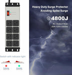 CCCEI Magnetic Heavy Duty Power Strip Surge Protector 20Amp, 12 Gauge High Amp Extension Outlets, Garage Wall Mount 8 Plug Metal Power Strip. 6FT, Grey, 5-15P Adapter 6-20R T-Slot 20a for Appliance
