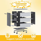 Aobabo Metal Garage Storage Cabinets with Wheels, Steel Cabinet with 3 Drawers for Garage, Warehouse, Home, Assembly Required, Black Silver
