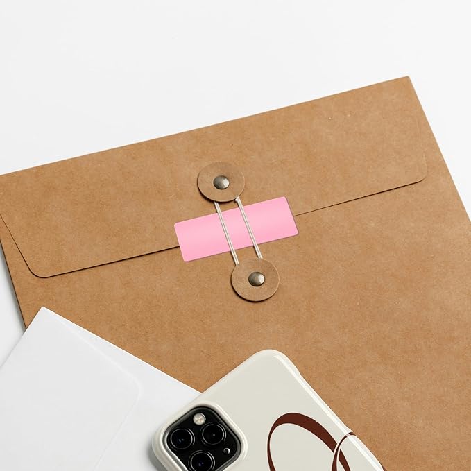 Pink Rectangle Stickers 2 x 1 Inch Color Coding Labels Vinyl Roll Self-Adhesive Waterproof Removable 500 PCS