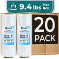 Rosmonde 18" Plastic Wrap for Moving, 20 Pack, 18" x 1500 ft Shrink Wrap, 80 Guage Thick, 9.4 lbs/Roll, Premium Shrink Wrap Roll, Hand Bulk Stretch Wrap, Heavy Duty Stretch Film for Moving & Pallets