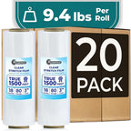 Rosmonde 18" Plastic Wrap for Moving, 20 Pack, 18" x 1500 ft Shrink Wrap, 80 Guage Thick, 9.4 lbs/Roll, Premium Shrink Wrap Roll, Hand Bulk Stretch Wrap, Heavy Duty Stretch Film for Moving & Pallets