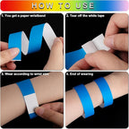 1200 Pcs Plastic Paper Wristbands for Events Neon Color Wrist Bands Concert Identification Wristbands Paper Bracelets Wristbands Party Hand Bands (Blue)