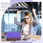 12 Pcs Classification Folders Letter Size 3 Pocket Dividers Employee File Folder with 2 Prongs Fasteners, 2 in Expansion Heavy Duty Pressboard File Holder for School Office Medical Document(Purple)
