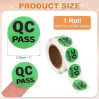 PATIKIL 360 Pcs 1 Roll QC Pass Labels, 1 Inch Circle Inventory Control Adhesive Round Labels Food Service Quality Control Stickers for Warehouse Management Inspection, Green