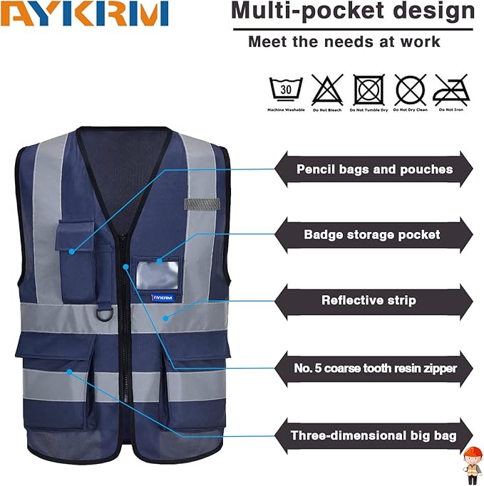 A-SAFETY navy blue work vest