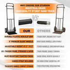 Folding Hand Truck Heavy Duty, 600 LB - 800 LB Moving Dolly Cart, Compact Foldable Alloy Steel Design, Adjustable 47.5"/51.5", 8" Solid Rubber Wheels, Ideal for Warehouse, Home, Office, Small Business