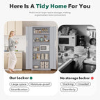 Greenvelly 63" H Metal Storage Cabinet Dark Grey, Locking Metal Cabinet, Store Tools, Clothes, Tableware and Toiletries, Garage Cabinets with Adjustable Shelves for Office, Home, Garage, Pantry