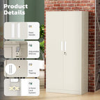 Greenvelly Metal Garage Storage Cabinet with 2 Doors and 4 Adjustable Shelves, 72”H Steel Lockable Storage Cabinet,Tall Metal Cabinet Locking File Cabinet for Office,Home, Garage, Gym, School