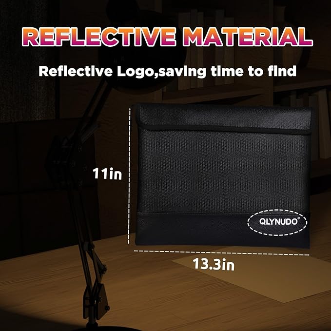 Fireproof Bag for Cash & Documents - A4 (11x13.3") Waterproof Fireproof Document Bag, 4200℉ Resistant, Reflective, Secure Protection for Valuables