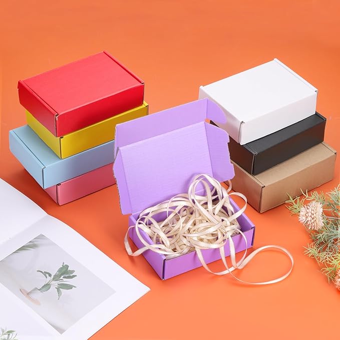 PATIKIL 6 x 4 x 1.6 Inch Shipping Boxes, 30 Pack Color Corrugated Cardboard Box Cute Carton Boxes Literature Mailer for Mailing Packaging Small Business Gift Storage, Purple
