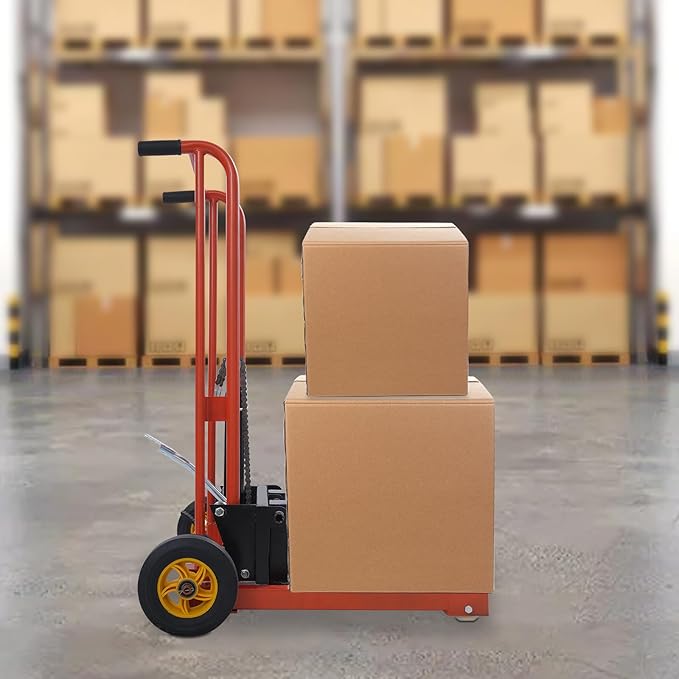 Hydraulic Material Lift 450 lbs Capacity, 36 Inch Lift Height Manual Stacker with 9" Casters, Mobile Hand Pallet Truck Lift Winch Stacker for Workshops, Warehouses, Factories, Homes