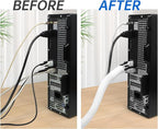 Split Braided Cable Sleeve，Flexible Wire Loom Tubing, Automotive Cord Protector Pet Proof, Cable Management for Computer TV Electric Wires Harness 16ft (White, 8mm（5/16")