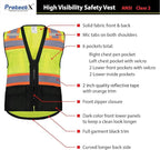 ProtectX 6 Pockets High Visibility Safety Vest for Men Women Class 2 Reflective Hi Vis Work Construction Vest