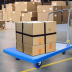 Doppy Flatbed Cart, 1320lbs Heavy Duty Capacity Platform Hand Truck 360 Degree Swivel Wheels Foldable Push Hand Cart for Loading and Storage, Warehouse (Blue)