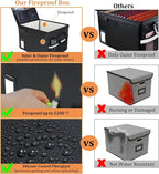 Upgraded 5200°F Fireproof Document File Organizer Box, Fireproof Storage Filing Cabinet with Lock, Portable Office Safe Box for Hanging Letter/Legal Folder 16.1 x 12.9 x 11in (Black)