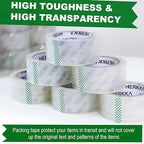 HERKKA Clear Packing Tape, 12 Rolls Heavy Duty Packaging Tape for Shipping Packaging Moving Sealing, 3Mil Thick Clear Packing Tape, 2 inches Wide, 65 Yards Per Roll, 780 Total Yards