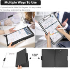 Clipboard with Storage,Heavy Duty Clip Boards 8.5x11 with 2 Storage Case,Clear Visible Top Panel Storage Clipboards,Side Opening Clip Boards,Nursing Clipboard Folder Case for Office Supplies-Black