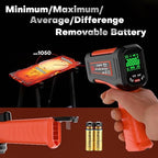 -58℉~3272℉ Infrared Thermometer IR Gun, High-Temp Digital Temperature Gun, 50:1 Non-Contact Pyrometer for Kiln, Forge, Furnace, Engine, HVAC & Industrial Applications