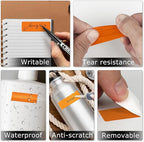 Orange Color Coding Labels 1 × 2 Inches Self-Adhesive Vinyl Rectangle Stickers Waterproof Name Tags Removable Roll for Office School Home 500 PCS