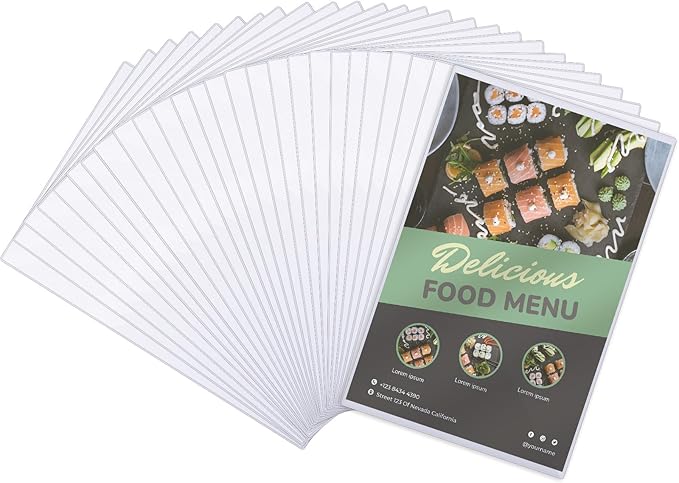 Henoyso 25 Pcs 11" x 17" Rigid Print Protectors, Heavy Duty Hard Plastic Sheet Page Protectors Crystal Menu Holder Clear Poster Sleeve Top Loading Frame for Magazine Photo Paper Poster Prints