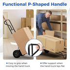 Goplus Hand Truck, P-Handle Hand Truck Dolly w/770LBS Capacity, Vertical Loop Handle, 10” Rubber Wheels, 14.5”x 8.5” Foldable Nose Plate, Heavy Duty Metal Dolly Cart for Lifting, Stairs