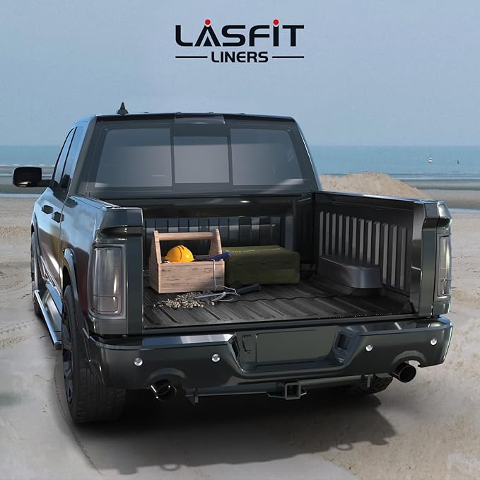 LASFIT 6FT4 Truck Bed Mat for Ram 1500 2006-2018 & Ram 2500/3500 2006-2026 & 1500 Classic 2019-2024 (6.4 FT/76.8 inches), NOT for Optional Rambox, All Weather Custom Fit TPE Truck Bed Liner