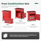 Greenvelly Tool Chest, 5-Drawer Rolling Tool Chest with Hooks and Lockable Wheels,Metal Storage Detachable Top Tool Box with Lockable Wheels for Garage,Workshop,Art Studio(Red)