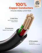 VEVOR 100 FT RV Extension Cord, 50 Amp, 125V 7500W Heavy Duty STW 6/3 + 8/1 Gauge Wire, NEMA 14-50P Male NEMA 14-50R Female Plug, with LED Indicator, Handle, 15A Adapter, for RV Trailer, ETL Listed