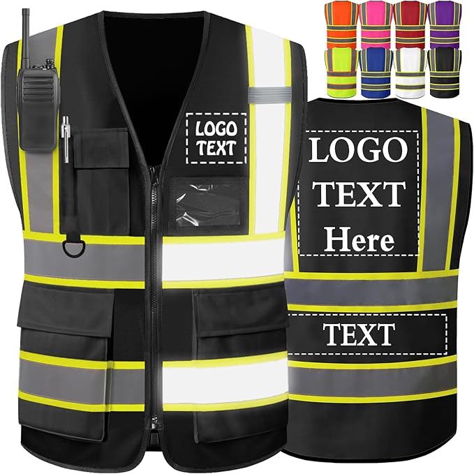 Custom Safety Vest High Visibility Customize Class 2 for Men Personalized Two Tone Logo Work Vests for Construction