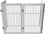Pet Dog Gate Strong and Durable Freestanding Folding Acacia Hardwood Portable Wooden Fence Indoors or Outdoors by Urnporium (White Pet Gate, 4 Panel 30" Tall)