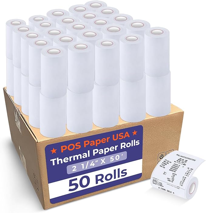 2 1/4" x 50' Thermal Paper (50 Rolls/Case) - BPA Free