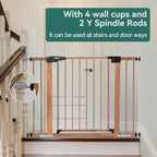 Mom's Choice Award Winner-BABELIO 26-40" Metal Baby Gate with Wood Pattern, PressGuard C5 Easy Install Pressure Mounted Dog Gate for Stairs and Doorways, with Wall Protectors and Extension Kits