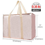 Bodaon 3-Pack Insulated Reusable Grocery Shopping Bag, X-Large Frozen Food Cold, Cooler Bags with Secure Top, Insulated Food/Pizza Delivery Bag, Gold