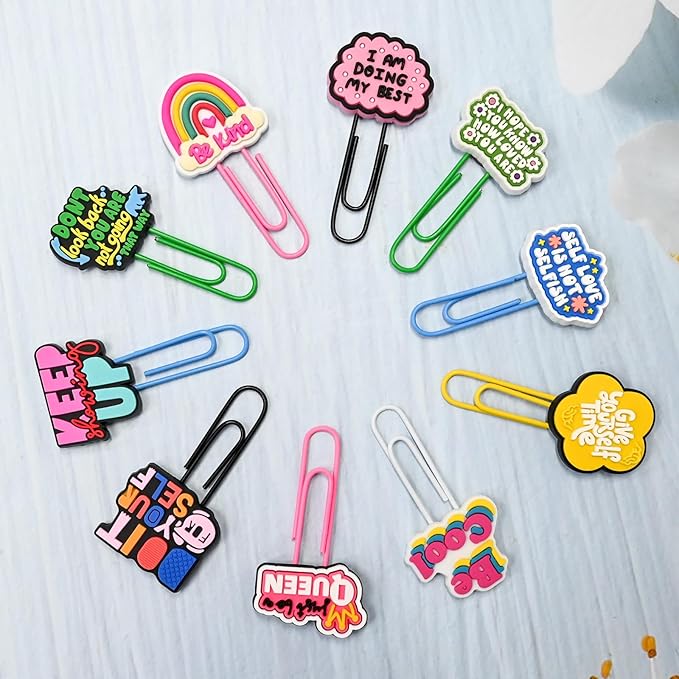 30 PCS Pharse Paper Clips Metal Paperclip Large Size Paper Clip Cute Bookmark Colorful Office Supplies Bookmark Clamp Desk Accessories Stationery for School Gifts for Christian