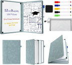 6 Sides Whiteboard Notebook Portable Whiteboard Dry Erase Notebook Portable Dry Erase Board Double Sided Folding Whiteboards White Board for Office Study Meeting(Haze Blue,A4: 9"×12”)