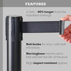 Qbuster Retractable Belt Barrier Post with 11 ft. Red Belt (Set of 2), Queue Safety Stanchions Barrier