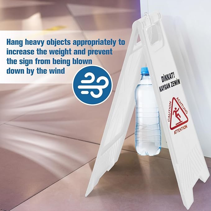 4 Pack 24 Inch Blank Floor Sign White A-frame Foldable Caution Sign Write-On Double Sided Safety Warning for Pool Restaurant Restroom Office