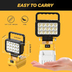 2Pack 6000 Lumen LED Work Light Compatible with Dewalt 20V Max Battery, Cordless Jobsite Flood Light with Dual USB-A Charging Ports, Bright Portable Outdoor Flashlight (Battery Not Included)
