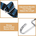 uxcell 4Pcs Adjustable Bungee Cords with Hooks, 79 Inch Flat Heavy Duty Elasticity Straps Rubber Bungee Cords with Buckle for Outdoor, Camping, Tarp, Bike Rack, Luggage, Black Blue