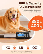 VEVOR 880Lbs x 0.2Lbs Livestock Scale Shipping Scales Large Platform 40.6x20.9Inch Stainless Steel Vet Scale Industrial Floor Scale Large Animal Dog Pig Scale Goat Weight Scale Pet Digital Scale