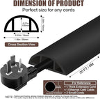 Floor Cord Cover Self Adhesive Cord Hider,20FT Cable Management, Extension Strip Protector for Wires, Prevent Cable Trips for Offices, Gyms, Exhibitions Cavity:0.39"(W) x 0.27"(H) Black