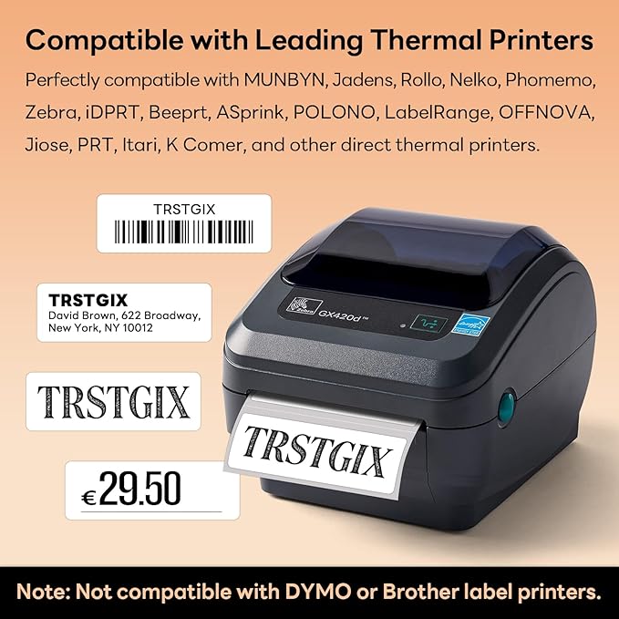 3" x 1" Direct Thermal Labels, Strong Adhesive Barcode & Return Address Stickers Compatible with Zebra, Rollo, Munbyn & Most Desktop Thermal Printers (12 Rolls / 15600 Labels), TRSTGIX