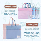 Pendancy Mesh Zipper Pouch A3 Size, Large Double Pocket Waterproof File Bag with Handle, 13x17 in Foldable Document Storage for Puzzle Project/Cross Stitch/Travel/Office（Advanced Blue）